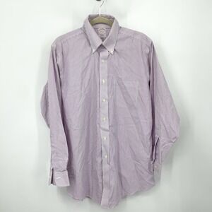 Brooks Brothers Men Size Large 16 33 Shirt Button Down Top Purple White Stripe